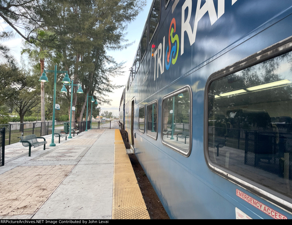 View of Tri-Rail Train # P664 at Opa-locka Station-looking south 